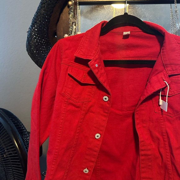 2 - Red Jean Lightweight Jacket - Picture 7 of 9